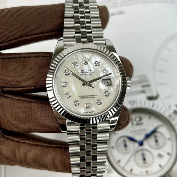 Rolex DateJust 126334 Moissanite White Mother-of-pearl Dial 41mm-1
