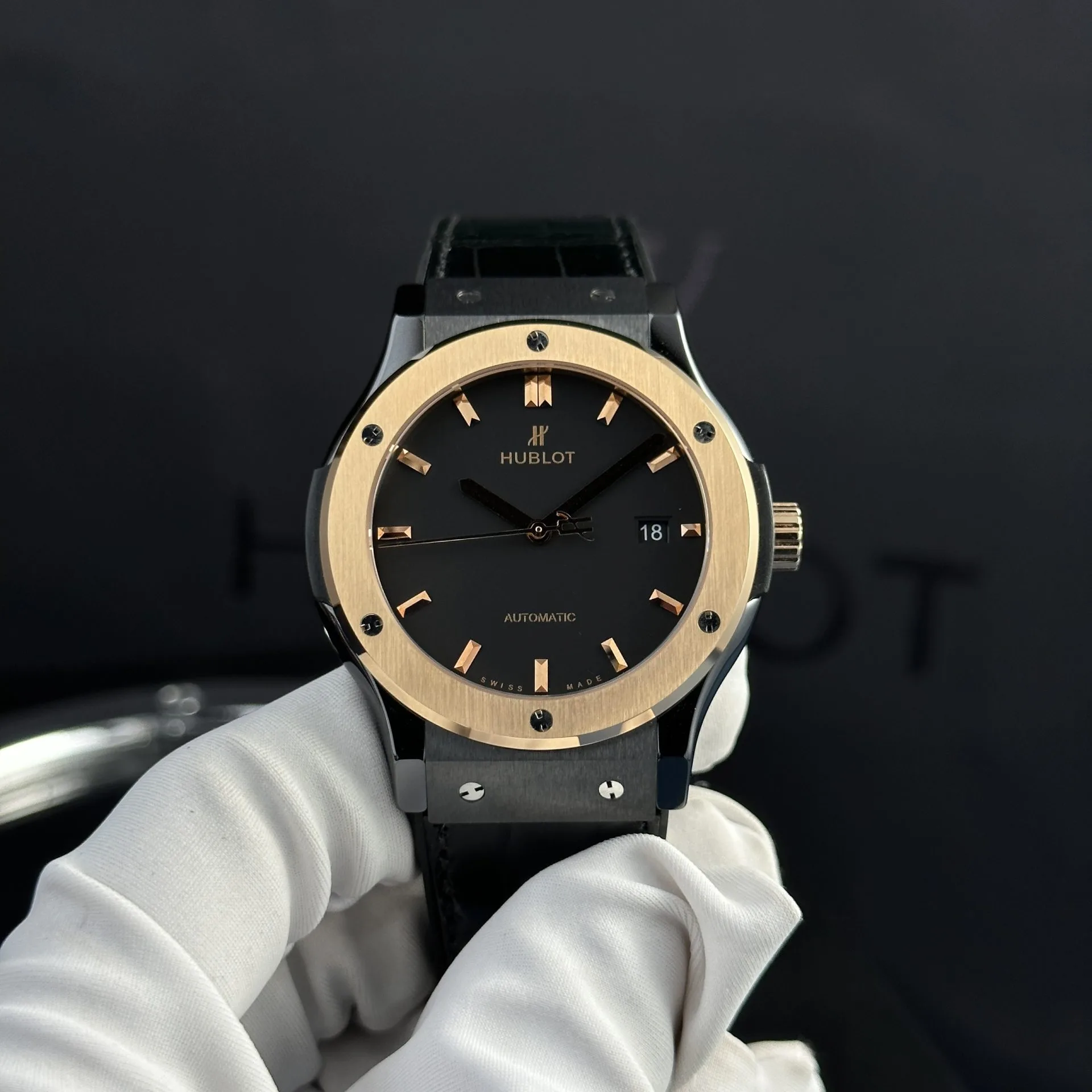 Hublot-Classic-Black-Dial-Gold-Case-42mm-1
