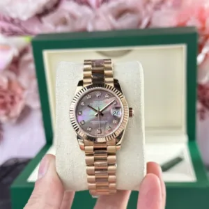 Rolex-Datejust-178241-Mother-of-Pearl-Light-Purple-Dial-Diamond-Markers-Diamond-Bezel-Rose-Gold-31mm Super Clone Watches