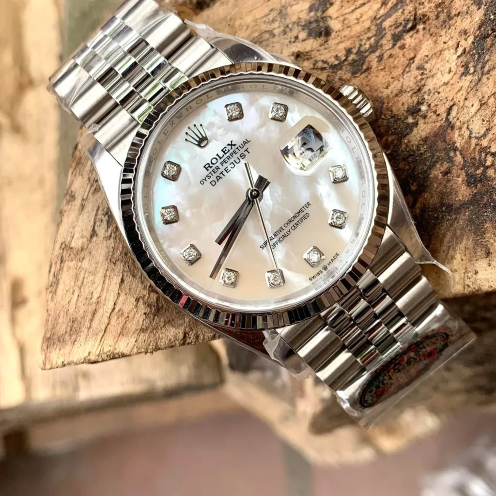 Rolex DateJust 126234 White Mother of Pearl Moissanite 36mm 2.webp