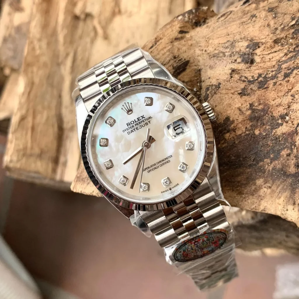 Rolex DateJust 126234 White Mother of Pearl Moissanite 36mm 3.webp