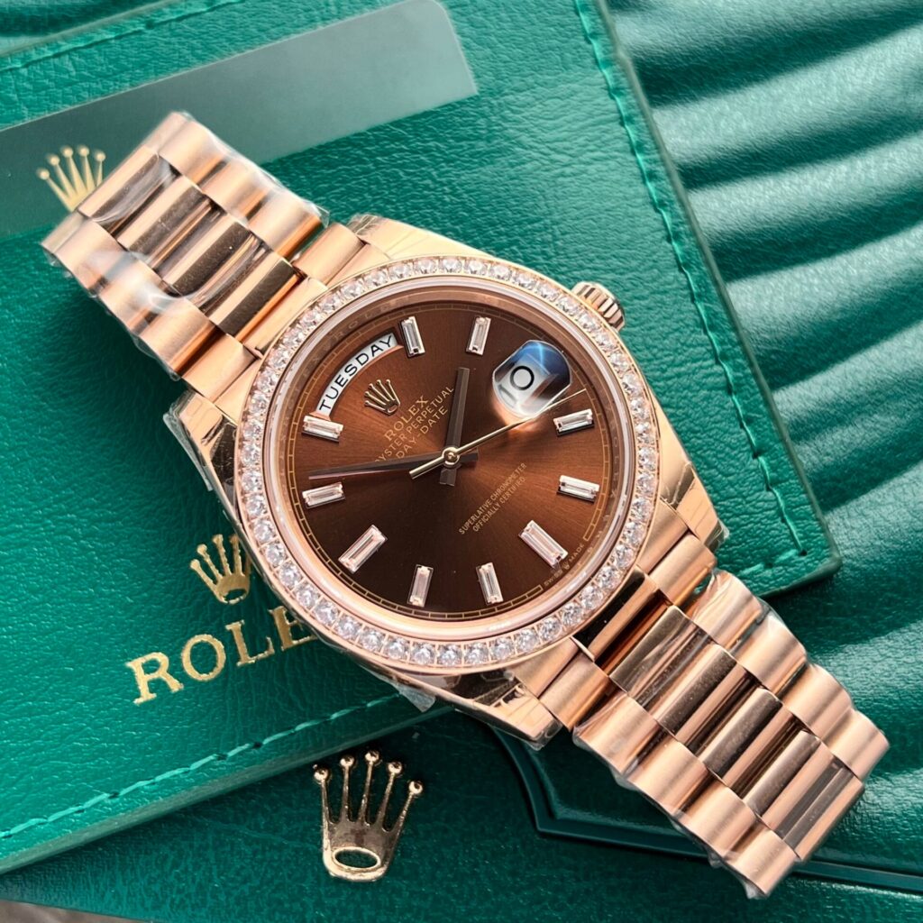 Rolex Day Date 228235 Moissanite Bezel Chocolate Dial 36mm 2.jpg