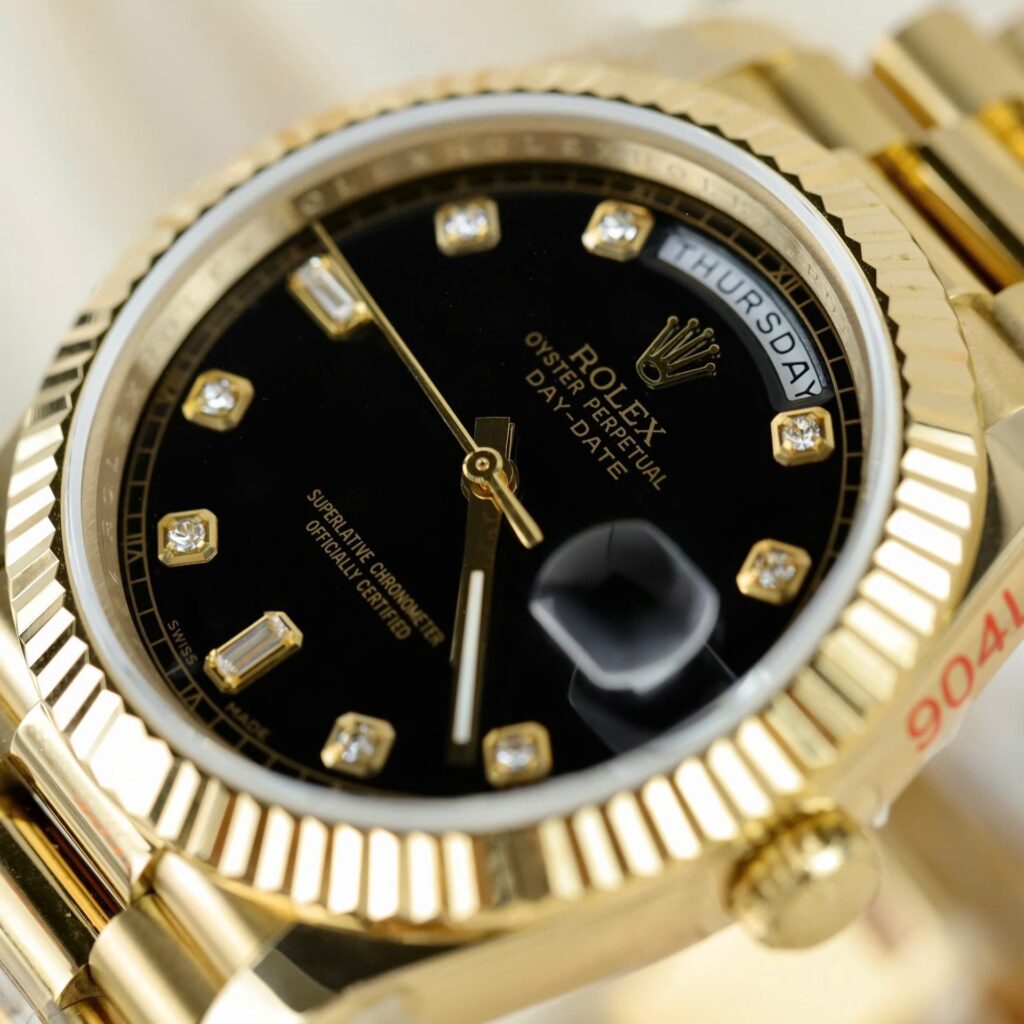 Rolex Day Date 228238 moissanite Gold Black Dial 40mm 4.jpg