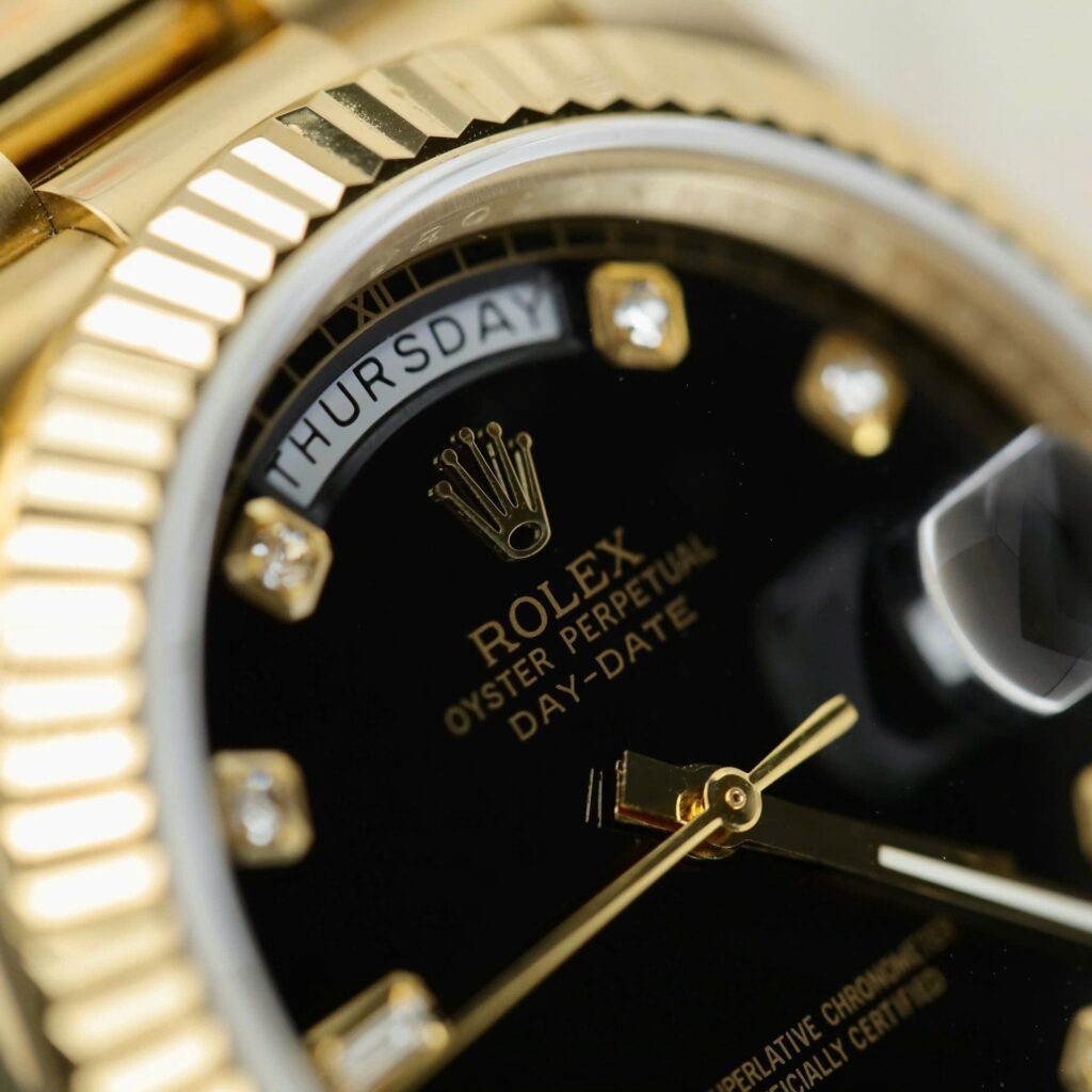 Rolex Day Date 228238 moissanite Gold Black Dial 40mm 5.jpg
