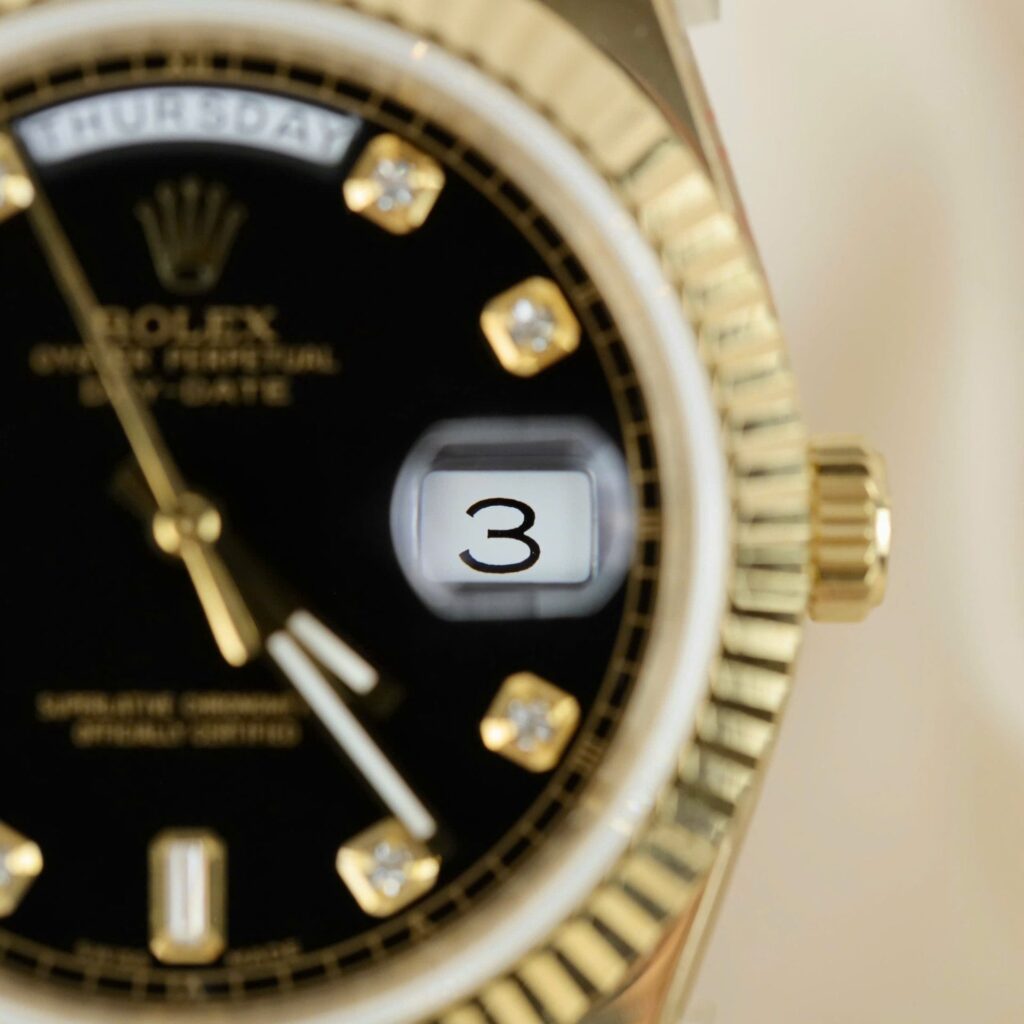 Rolex Day Date 228238 moissanite Gold Black Dial 40mm 6.jpg