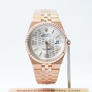 Rolex Land Dweller 127335 White Dial Rose Gold Diamond Bezel Diamond Markers 40mm Super Clone Watches