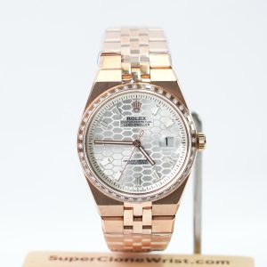 Rolex Land Dweller 127335 White Dial Rose Gold Diamond Bezel Diamond Markers 40mm Super Clone Watches
