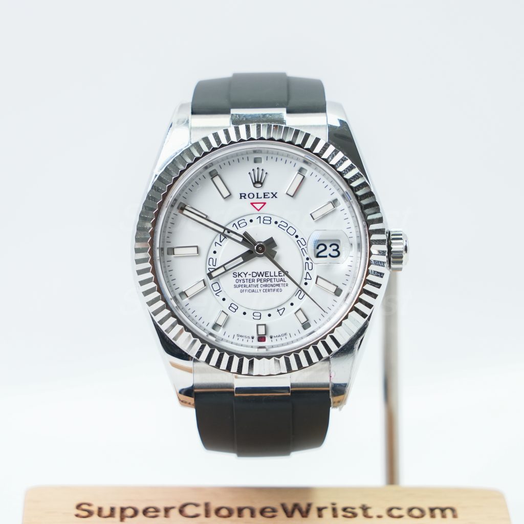 Rolex Sky Dweller White Dial Rubber Strap 42mm 11 Super Clone Watches