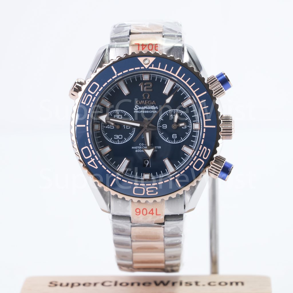 Omega Seamaster 215.20.46.51.03.001 Two-Tone Rose Gold Blue Dial Blue Ceramic Bezel Two-Tone Rose Gold Bracelet 45.5mm Replica Watches - 1