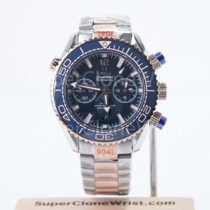 Omega Seamaster 215.20.46.51.03.001 Two-Tone Rose Gold Blue Dial Blue Ceramic Bezel Two-Tone Rose Gold Bracelet 45.5mm Replica Watches - 1