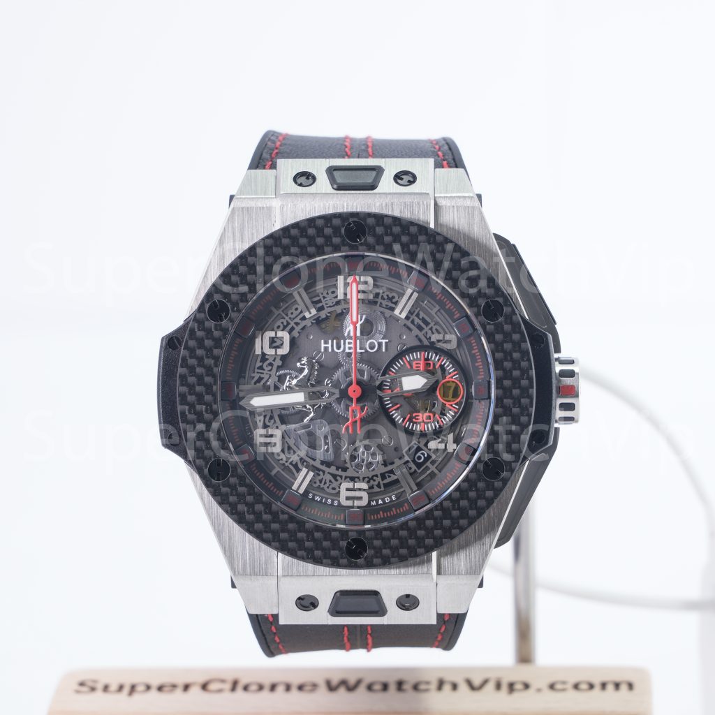 Hublot Big Bang Ferrari Titanium 401.NJ.0123.VR Skeleton Dial Carbon Fiber Bezel 45mm Replica Watches - 1