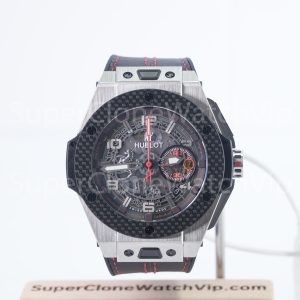 Hublot Big Bang Ferrari Titanium 401.NJ.0123.VR Skeleton Dial Carbon Fiber Bezel 45mm Replica Watches - 1