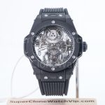 Hublot Big Bang 429.CX.0170.RX Black Ceramic Tourbillon Skeleton Dial Black Ceramic Bezel Black Rubber Strap 45mm Replica Watches - 1