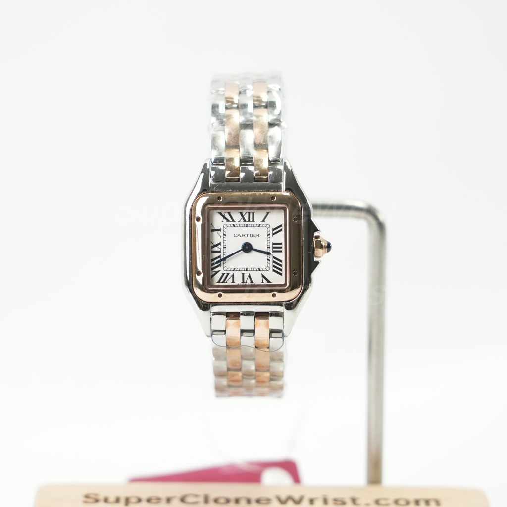 Cartier Panthère Steel Rose Gold White Dial Rose Gold Bezel Steel Rose Gold Bracelet 22x30mm Replica Watches - 1
