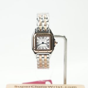 Cartier Panthère Steel Rose Gold White Dial Rose Gold Bezel Steel Rose Gold Bracelet 22x30mm Replica Watches - 1