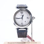 Cartier Pasha de Cartier Steel White Dial Steel Bezel Blue Alligator Leather Strap 41mm Replica Watches - 1