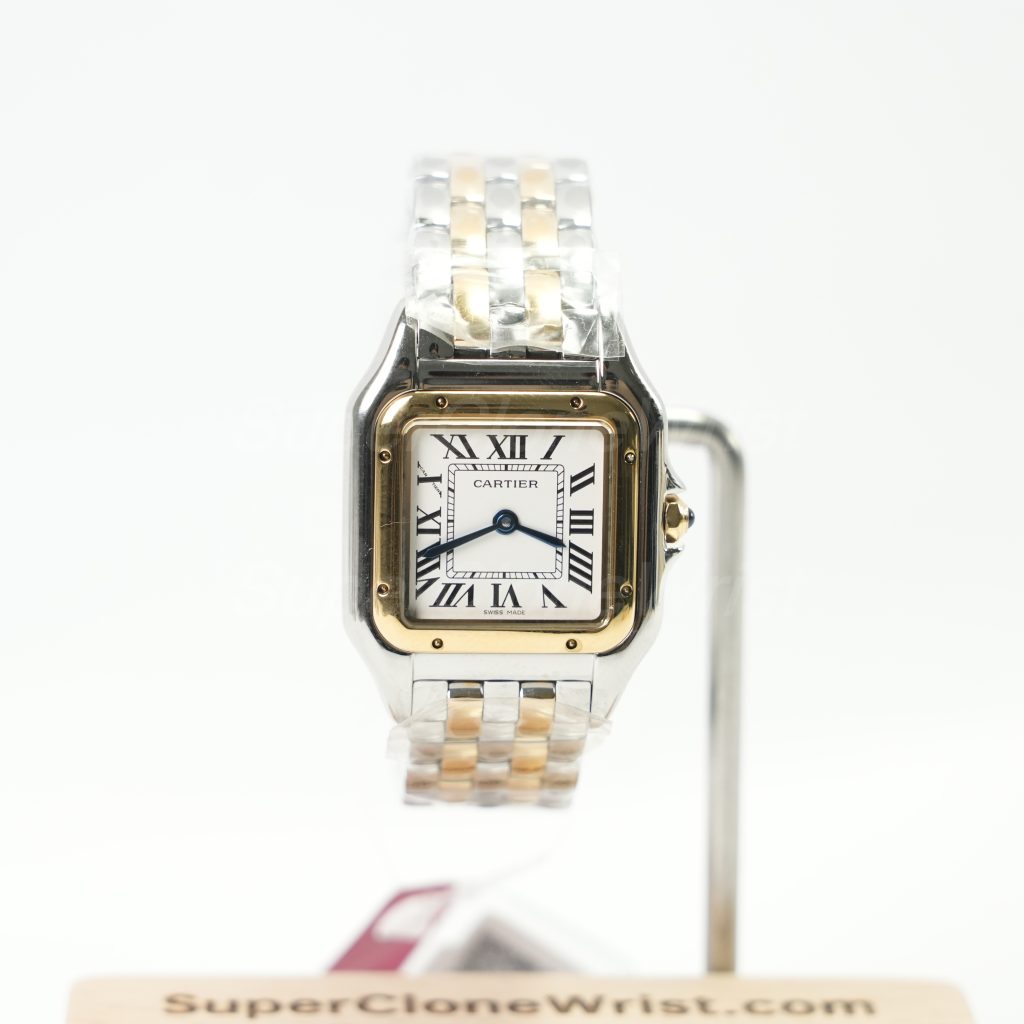 Cartier Panthère Steel Yellow Gold White Dial Yellow Gold Bezel Steel Yellow Gold Bracelet 27x37mm Replica Watches - 1