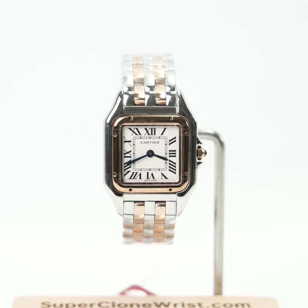 Cartier Panthère Steel Rose Gold White Dial Rose Gold Bezel Steel Rose Gold Bracelet 27x37mm Replica Watches - 1