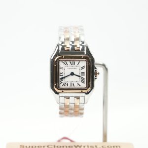 Cartier Panthère Steel Rose Gold White Dial Rose Gold Bezel Steel Rose Gold Bracelet 27x37mm Replica Watches - 1
