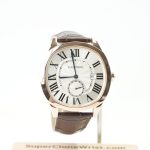 Cartier Drive de Cartier Rose Gold Cushion Case Silver Dial Brown Alligator Leather Strap 40mm Replica Watches - 1