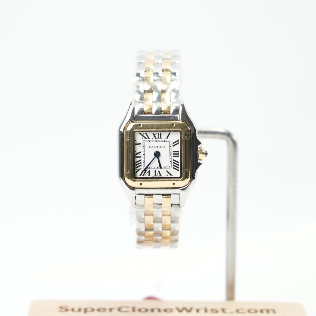 Cartier Panthère Steel and Yellow Gold White Dial Yellow Gold Bezel Steel and Yellow Gold Bracelet 22x30mm Replica Watches - 1
