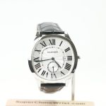 Cartier Drive de Cartier Steel Cushion Case Silver Dial Black Alligator Leather Strap 40mm Replica Watches - 1