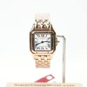 Cartier Panthère Rose Gold White Dial Rose Gold Bezel Rose Gold Bracelet 27x37mm Replica Watches - 1