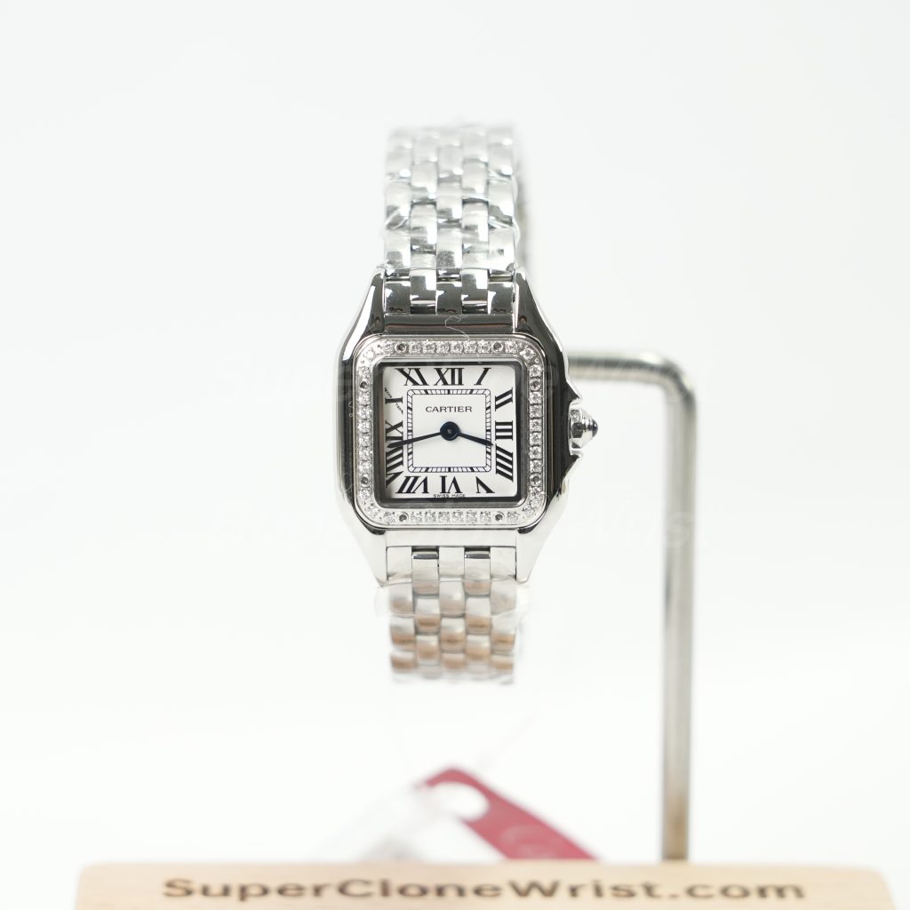 Cartier Panthère Steel White Dial Diamond Bezel Steel Bracelet 22x30mm Replica Watches - 1