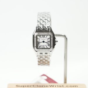 Cartier Panthère Steel White Dial Diamond Bezel Steel Bracelet 22x30mm Replica Watches - 1