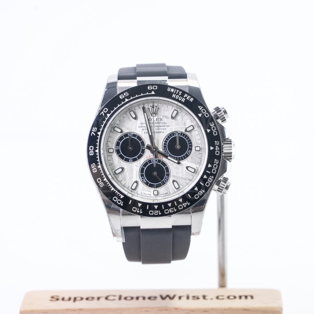 Rolex Daytona 116519LN Steel Meteorite Dial Black Ceramic Bezel Black Rubber Strap 40mm Replica Watches - 1