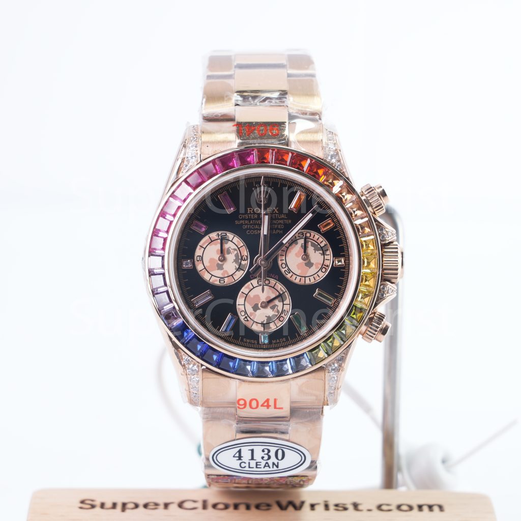 Rolex Cosmograph Daytona 116595 Rainbow Everose Gold Black Dial 40mm Replica Watches - 1