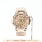 Patek Philippe Nautilus 7118/1200R Rose Gold Golden Brown Opaline Dial Diamond Bezel Rose Gold Bracelet 35mm Replica Watches - 1
