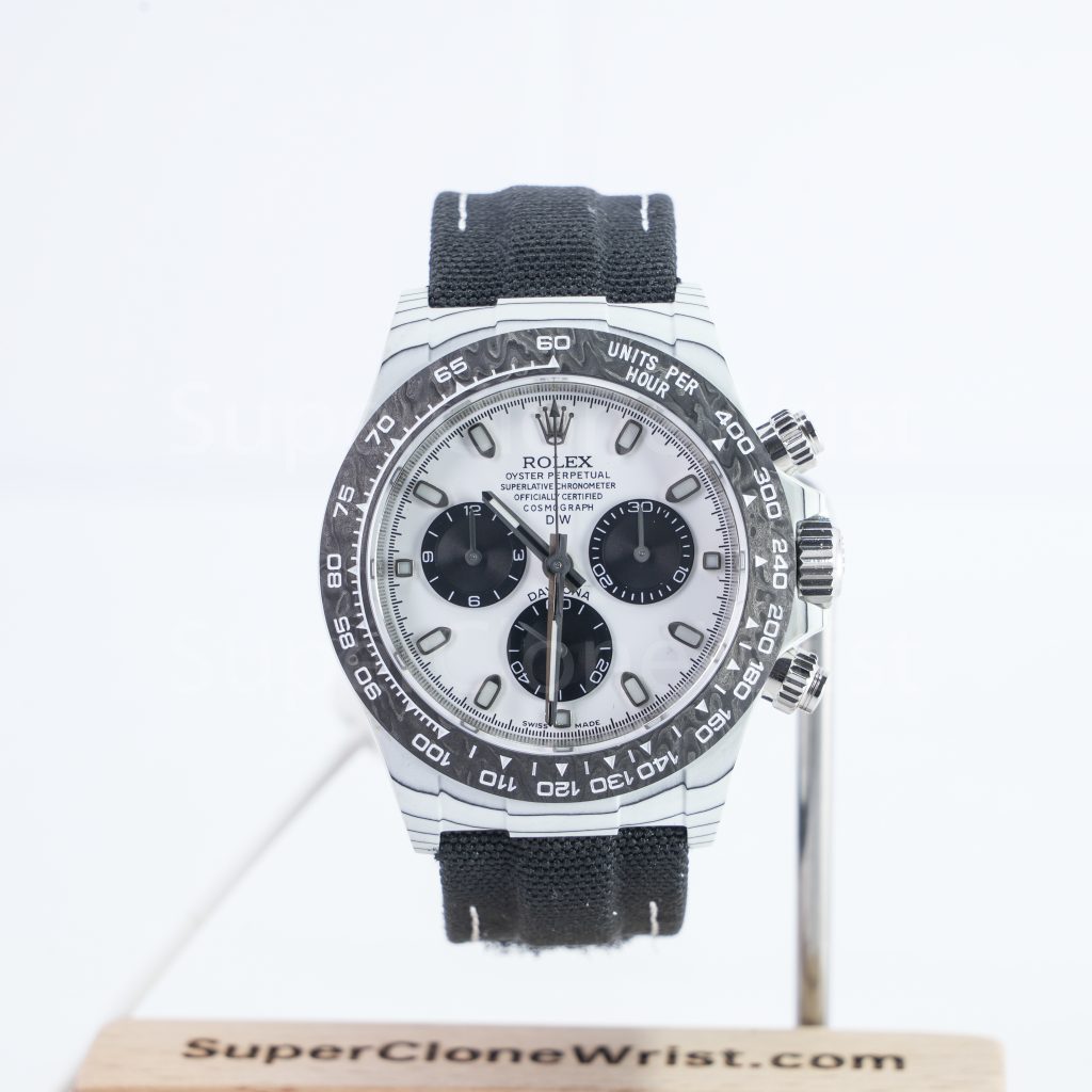 Rolex Cosmograph Daytona DiW Carbon Fiber White Dial 40mm Replica Watches - 1