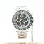 Rolex Daytona Steel Skeleton Ice Blue Dial Carbon Bezel Steel Oyster Bracelet 40mm Replica Watches - 1