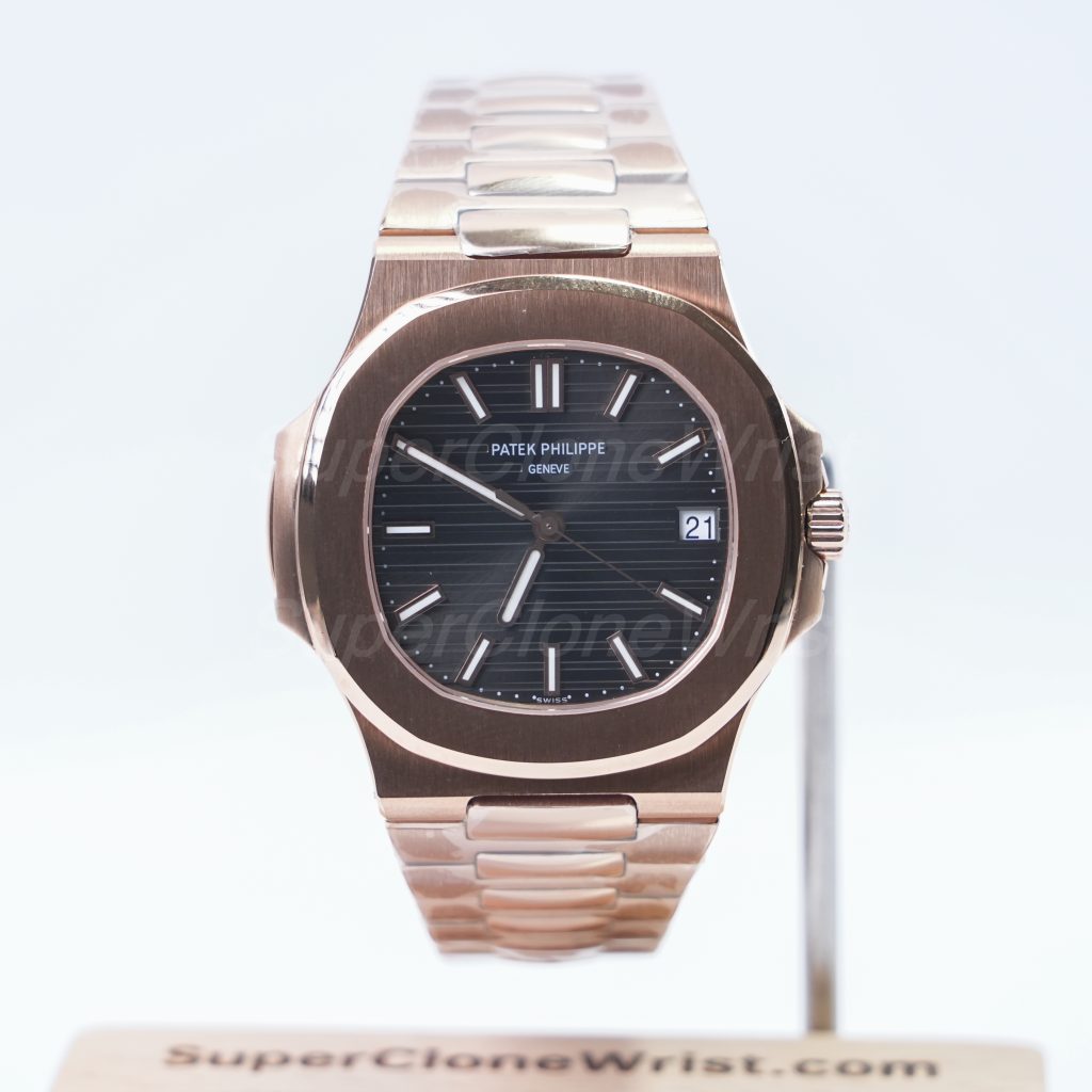 Patek-Philippe-Nautilus-5711-Black-Dial-Rose-Gold-40mm 1：1 SuperClone Watch Replica Watches - 1