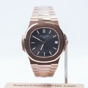 Patek-Philippe-Nautilus-5711-Black-Dial-Rose-Gold-40mm 1：1 SuperClone Watch Replica Watches - 1