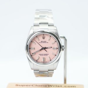 Rolex Oyster Perpetual Steel Candy Pink Dial Steel Bezel Steel Oyster Bracelet 36mm Replica Watches - 1