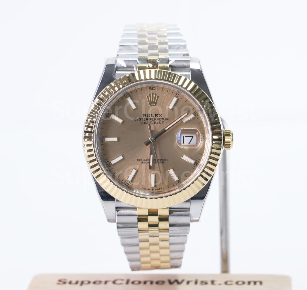 Rolex Datejust 126333 Two-Tone Yellow Gold Champagne Dial Fluted Bezel Jubilee Bracelet 41mm Replica Watches - 1