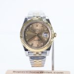 Rolex Datejust 126333 Two-Tone Yellow Gold Champagne Sunray Diamond Dial Fluted Bezel Jubilee Bracelet 41mm Replica Watches - 1
