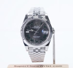 Rolex Datejust 126334 Steel Wimbledon Grey Sunray Roman Dial Fluted Bezel Jubilee Bracelet 41mm Replica Watches - 1