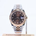 Rolex Datejust 126331 Two-Tone Rose Gold Chocolate Sunray Diamond Dial Fluted Bezel Jubilee Bracelet 41mm Replica Watches - 1