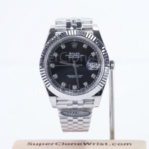 Rolex Datejust 126334 Steel Black Diamond Dial Jubilee Bracelet 41mm Replica Watches - 1