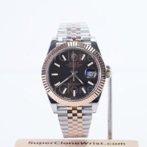 Rolex Datejust 126331 Two-Tone Rose Gold Chocolate Dial Fluted Bezel Jubilee Bracelet 41mm Replica Watches - 1