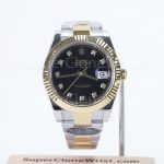 Rolex Datejust 126333 Two-Tone Yellow Gold Black Diamond Dial Fluted Bezel Two-Tone Oyster Bracelet 41mm Replica Watches - 1