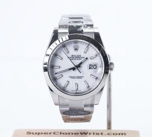 Rolex Datejust 126300 Steel White Dial Smooth Bezel Steel Oyster Bracelet 41mm Replica Watches - 1