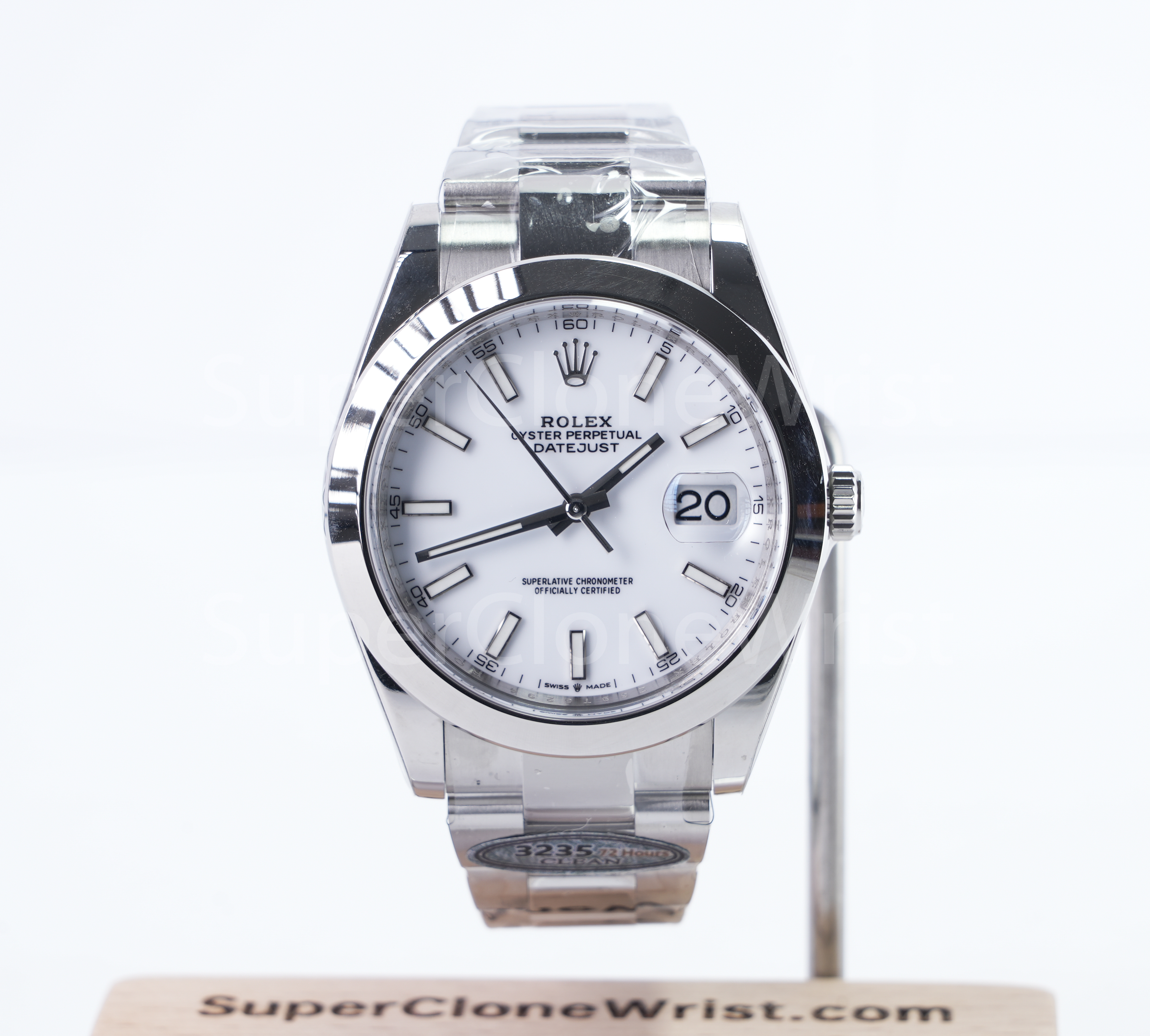Rolex Datejust 126300 steel white dial smooth bezel Oyster bracelet 41mm replica watches