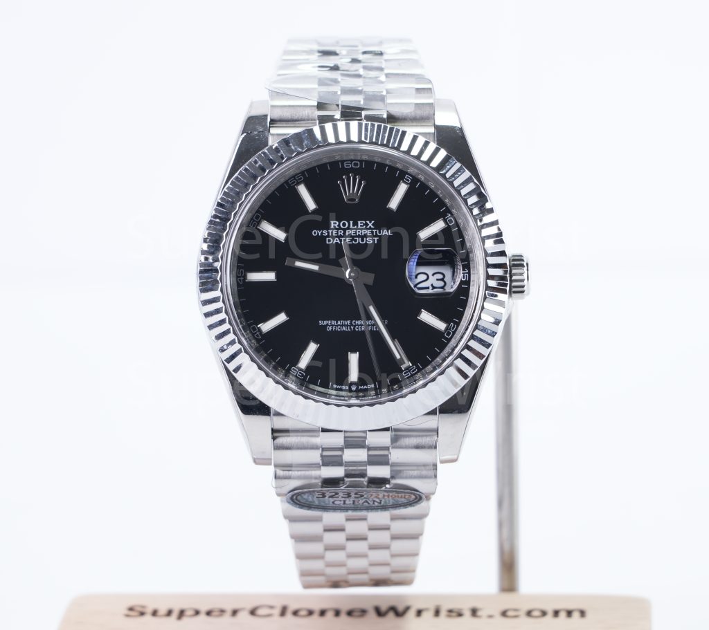 Rolex Datejust 126334 Steel Black Dial Fluted Bezel Jubilee Bracelet 41mm Replica Watches - 1