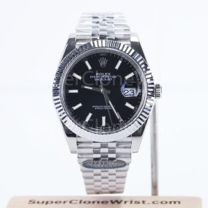Rolex Datejust 126334 Steel Black Dial Fluted Bezel Jubilee Bracelet 41mm Replica Watches - 1