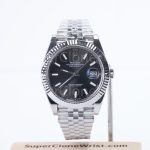 Rolex Datejust 126334 Steel Black Sunray Dial Fluted Bezel Jubilee Bracelet 41mm Replica Watches - 1