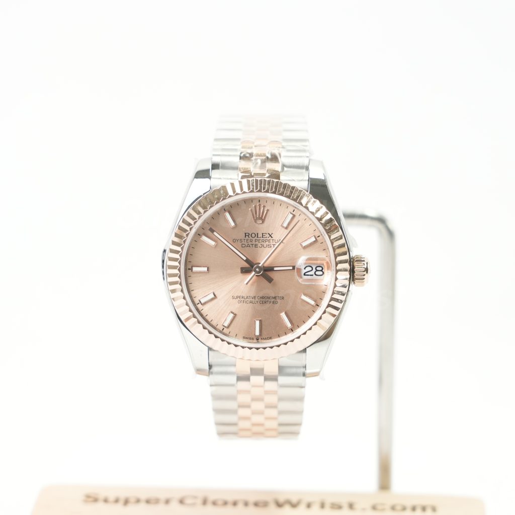 Rolex Datejust Two-Tone Rose Gold Pink Sunray Dial Jubilee Bracelet 31mm Replica Watches - 1